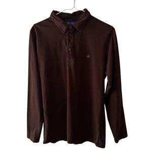 Brooks Brothers Dark Brown Long Sleeve Polo Shirt Size Large Supima Cotton